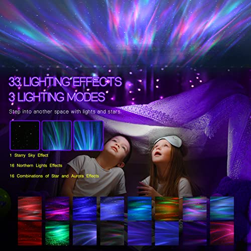 Aurora Projector with 33 Light Effects, LED Star Projector, Remote Control, Bluetooth Speaker W404