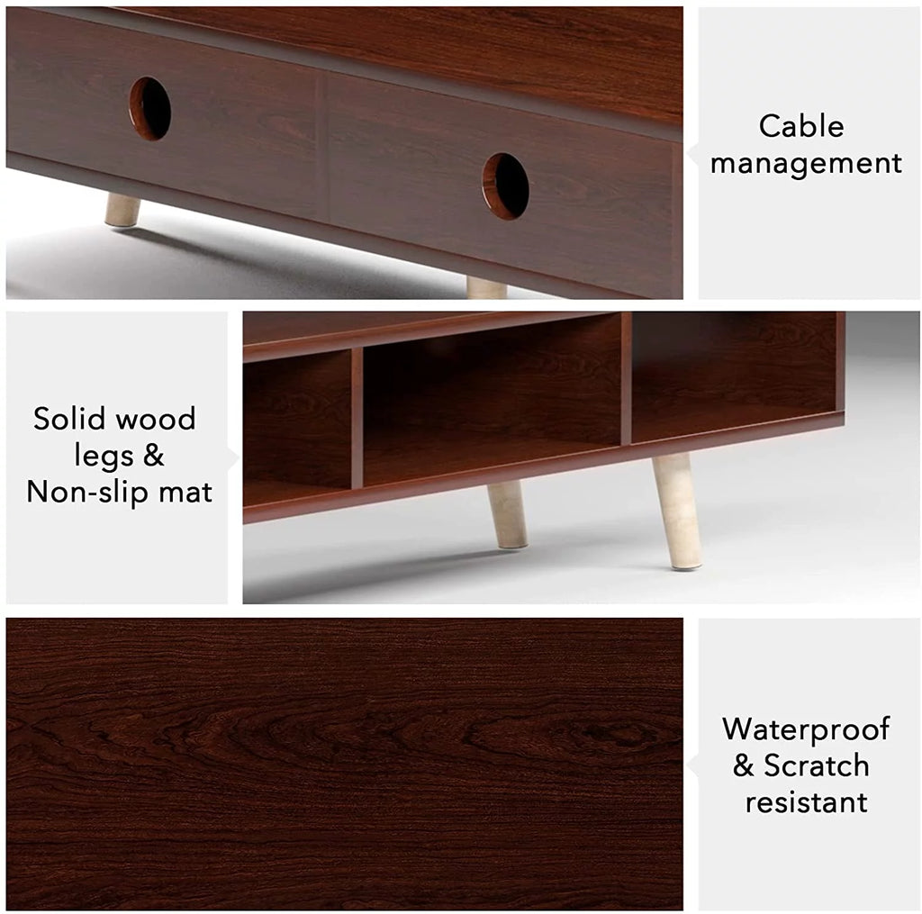 Wood TV Stand with Storage Shelves D760977