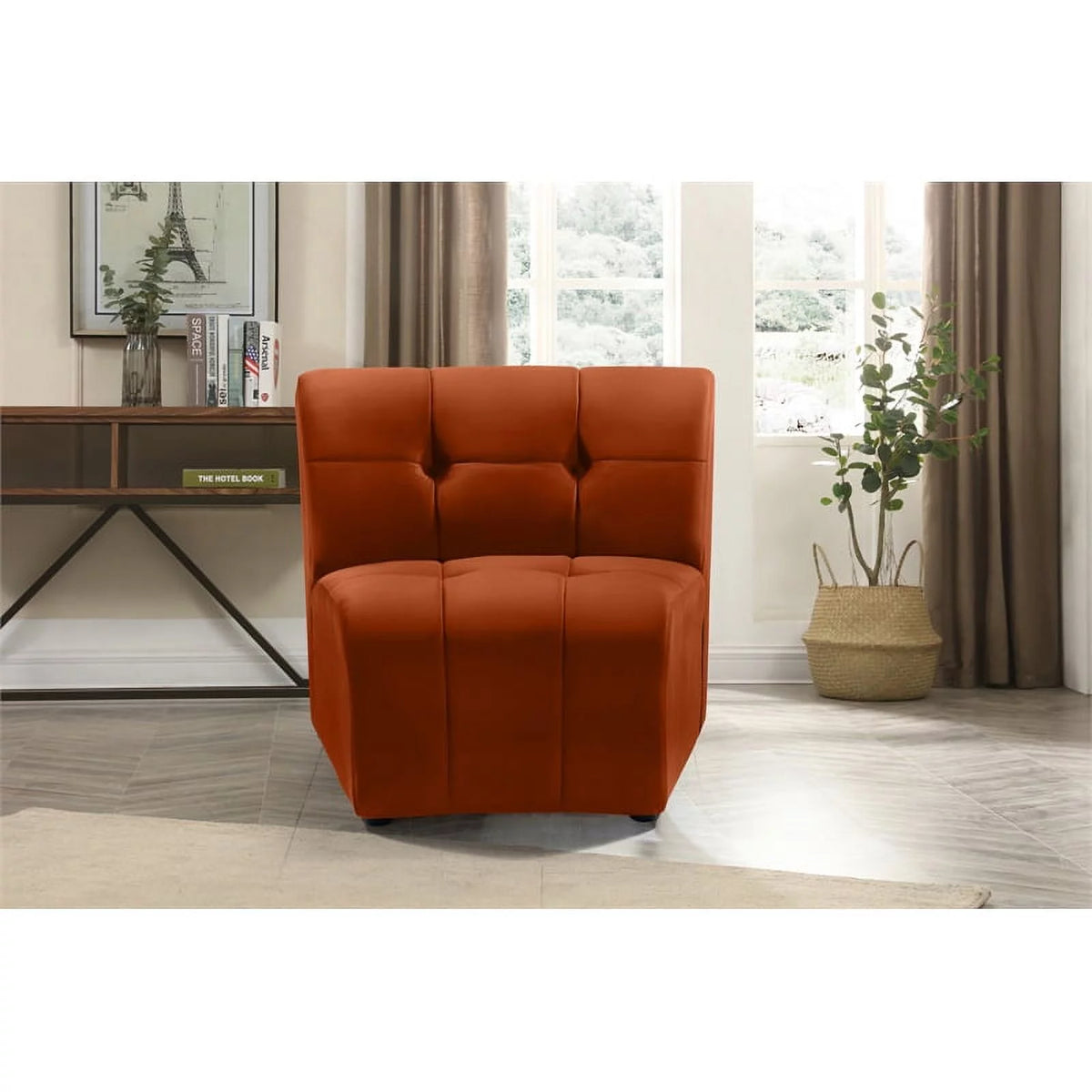 Cognac Velvet Upholstered Modular Chair V2194