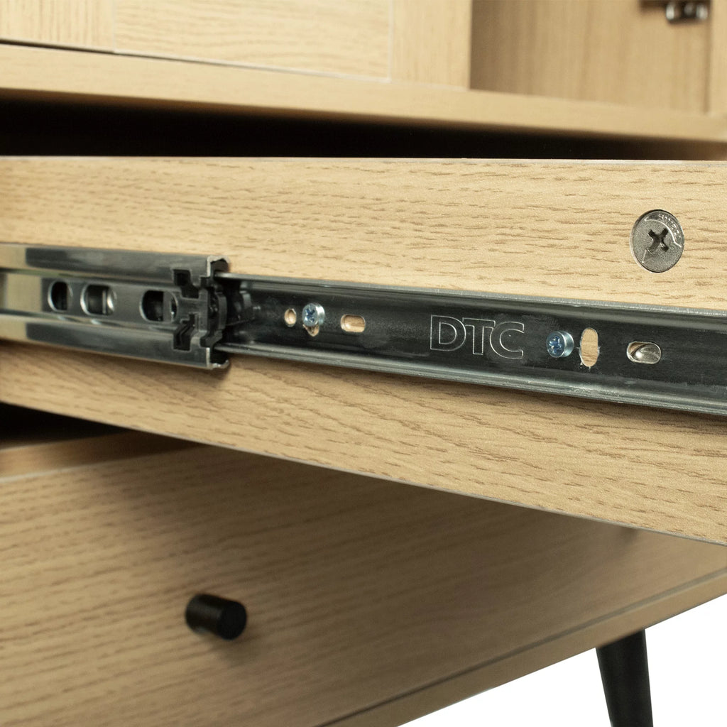 Natural Wood Storage Cabinet with Door and 4 Drawers R7972