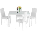 5-Piece Glass Dining Table Set with 4 Upholstered Chairs X544