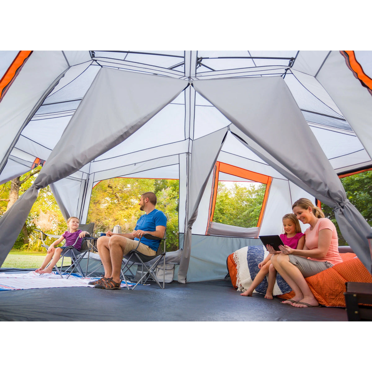 20' x 18' 12-Person 3-Room Instant Cabin Tent with Screen Room D2450