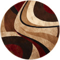Brown Red Round Abstract Area Rug R20283
