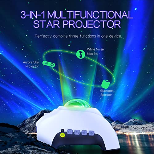 Aurora Projector with 33 Light Effects, LED Star Projector, Remote Control, Bluetooth Speaker W404