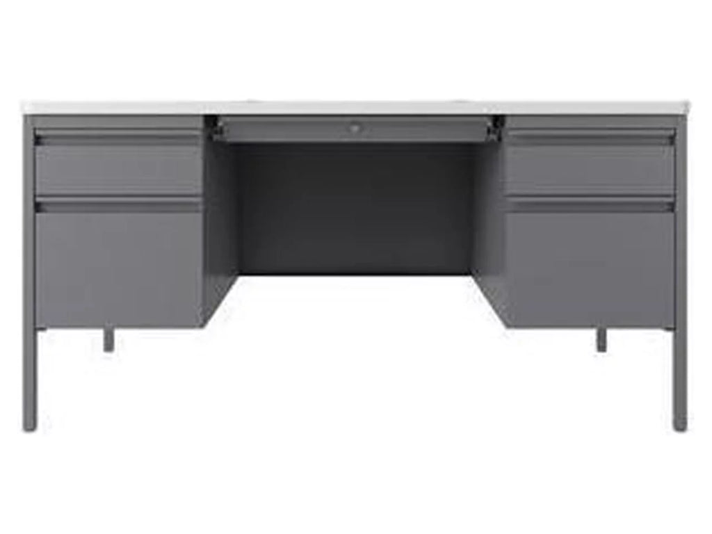 60" x 30" White Laminate Steel Double Pedestal Desk U81060