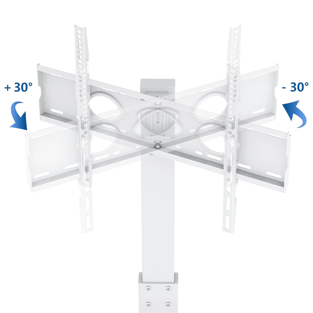 Floor TV Stand with Mount Swivel for 50 to 75 inch Flat TVs Wood Base, White Shelf A6067