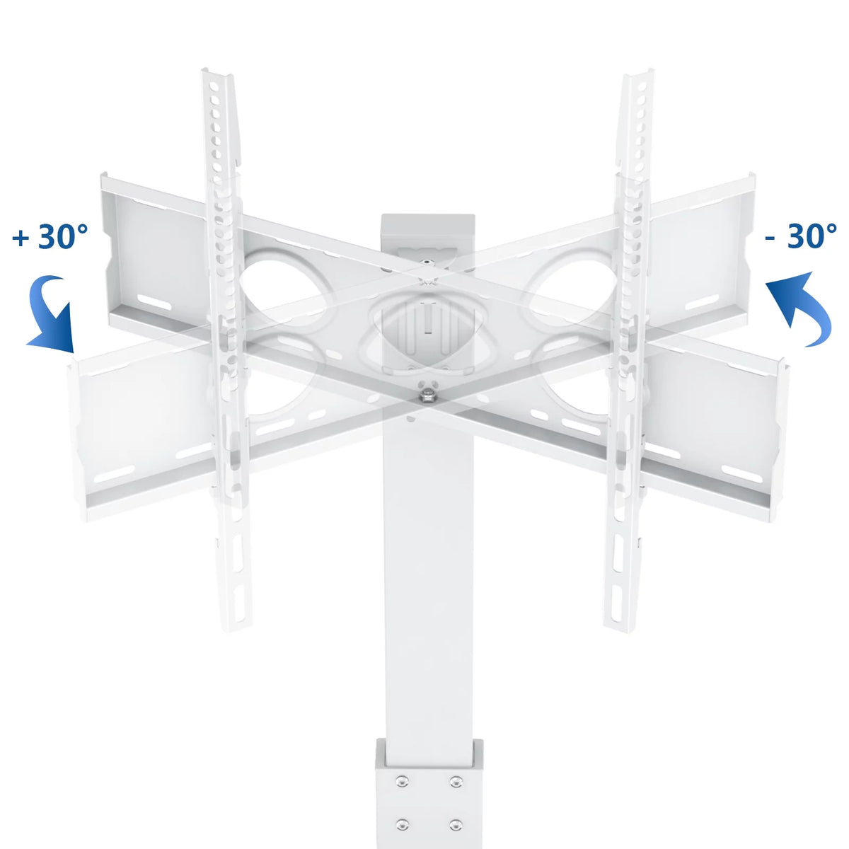 Floor TV Stand with Mount Swivel for 50 to 75 inch Flat TVs Wood Base, White Shelf A6067
