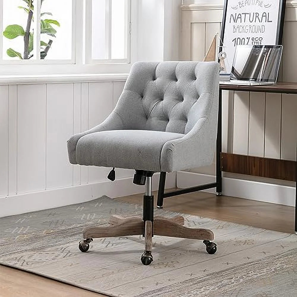 Blue Swivel Shell Chair with Wood Base and Wheels W5678