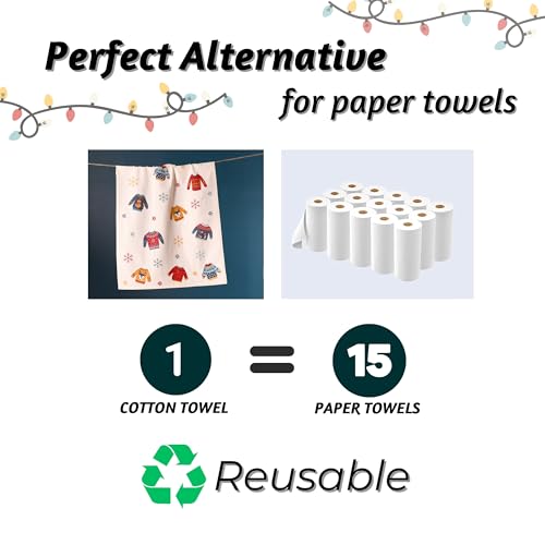 Christmas Tea Towels Set of 3 Cotton Dishcloths E4250