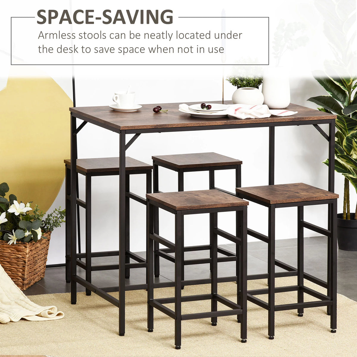 5-Piece Industrial Dining Table Set O84115