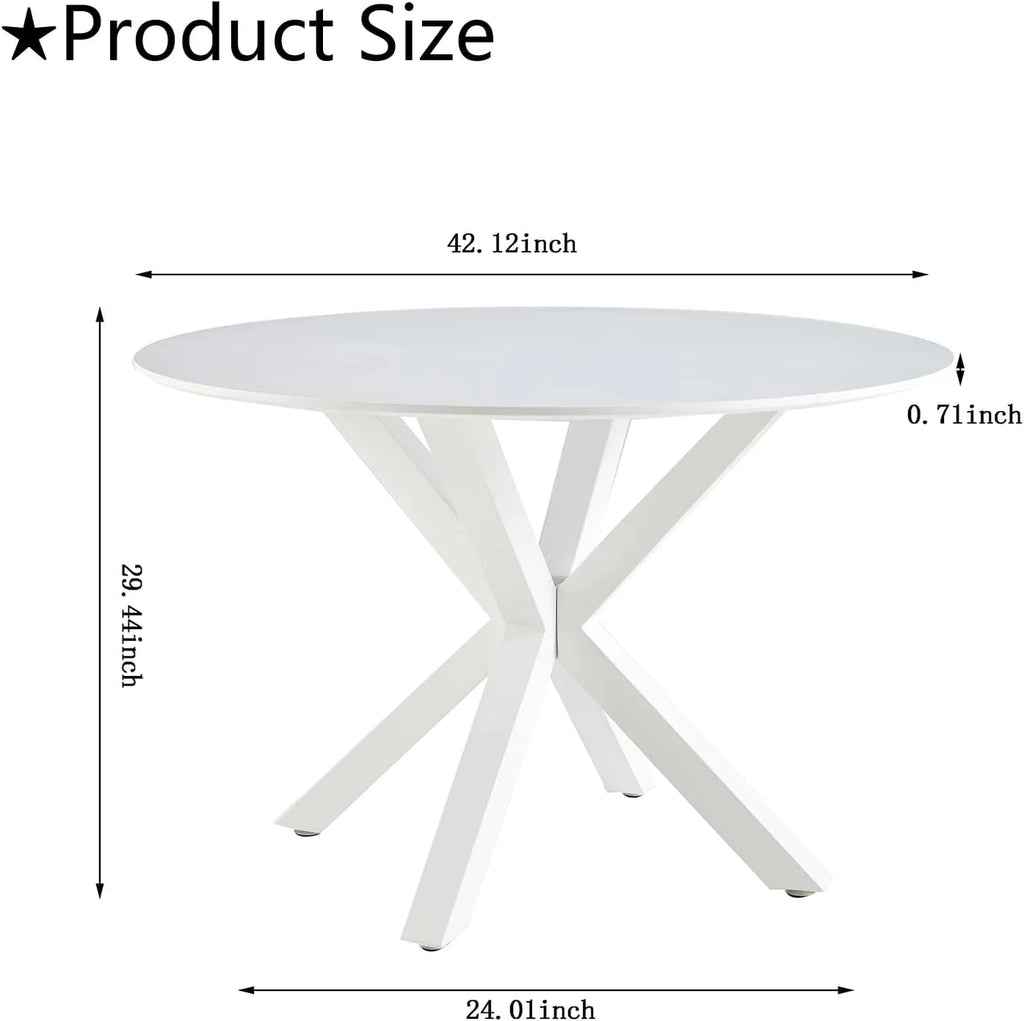 5 Piece White Round Dining Table Set K208613