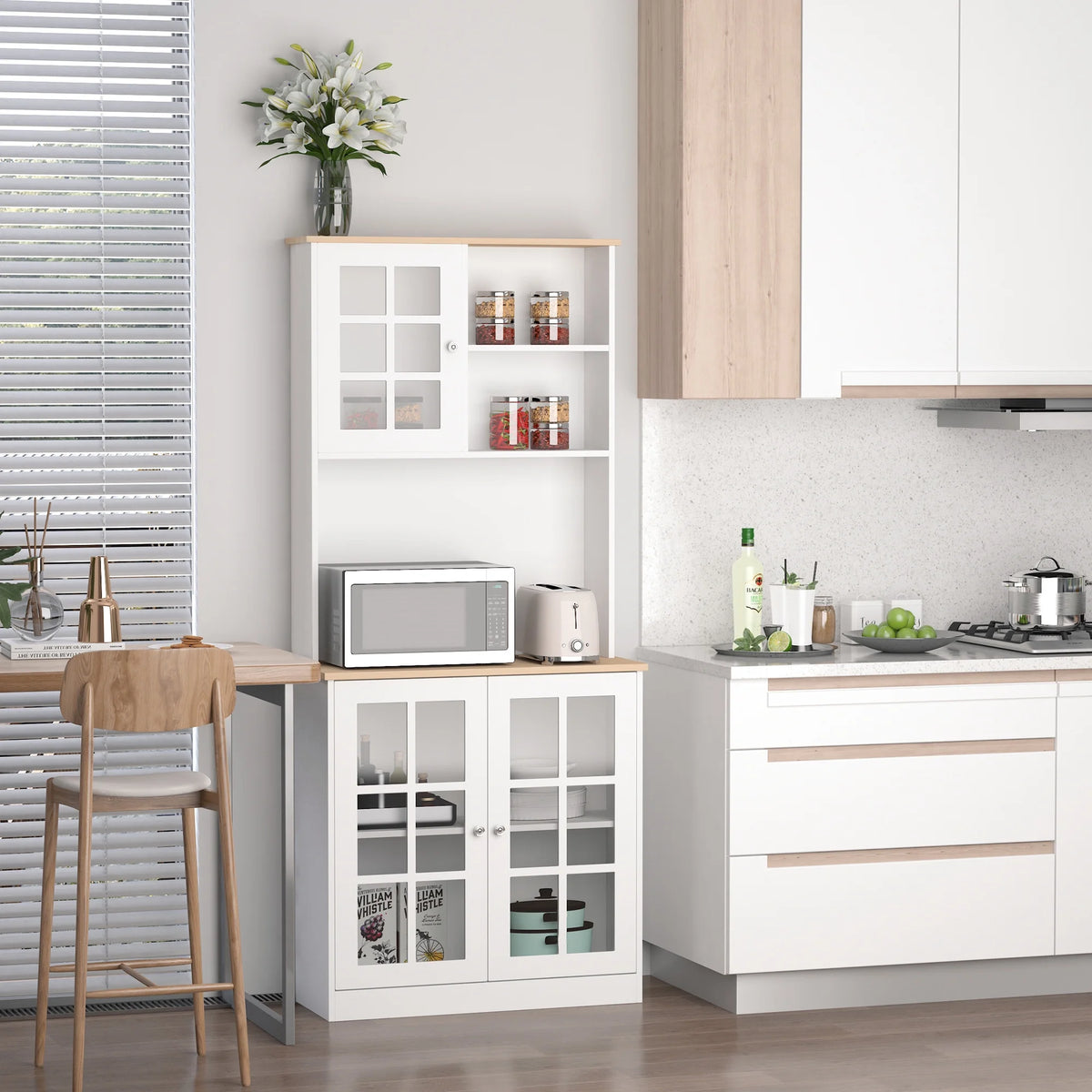 White Kitchen Buffet with Hutch F898
