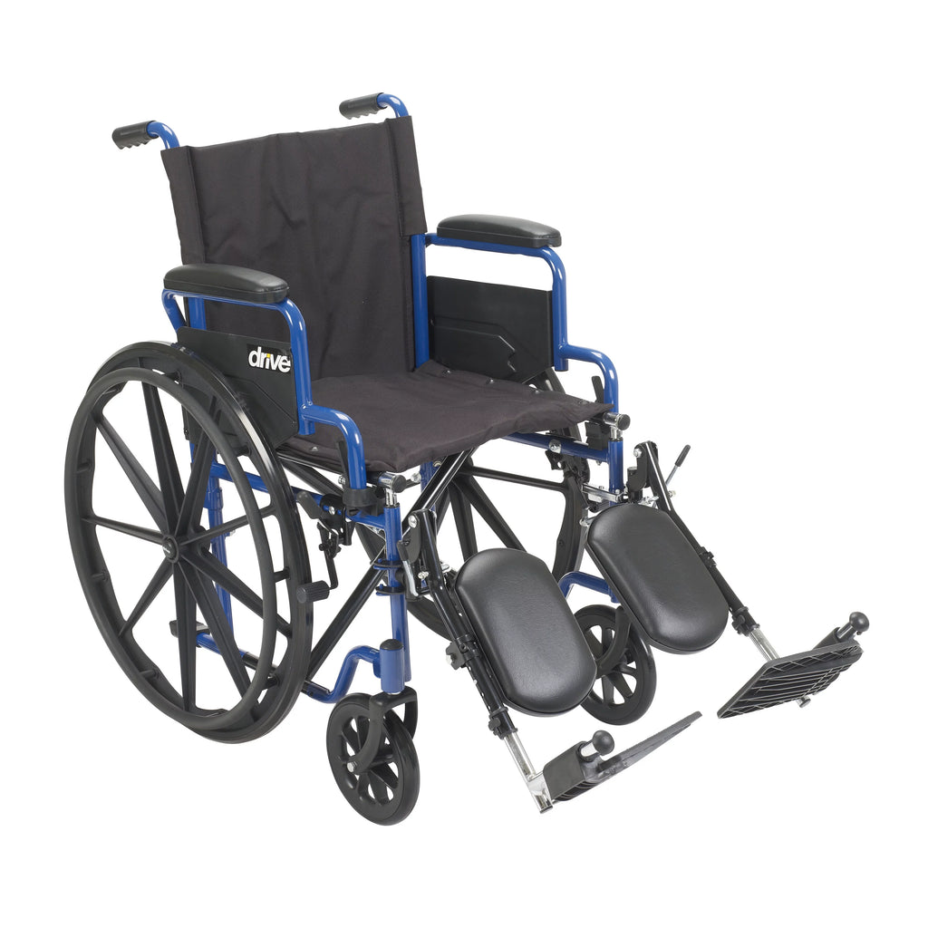 Blue Streak Wheelchair with Flip Back Desk Arms, Elevating Leg Rests, 20" Seat K10274