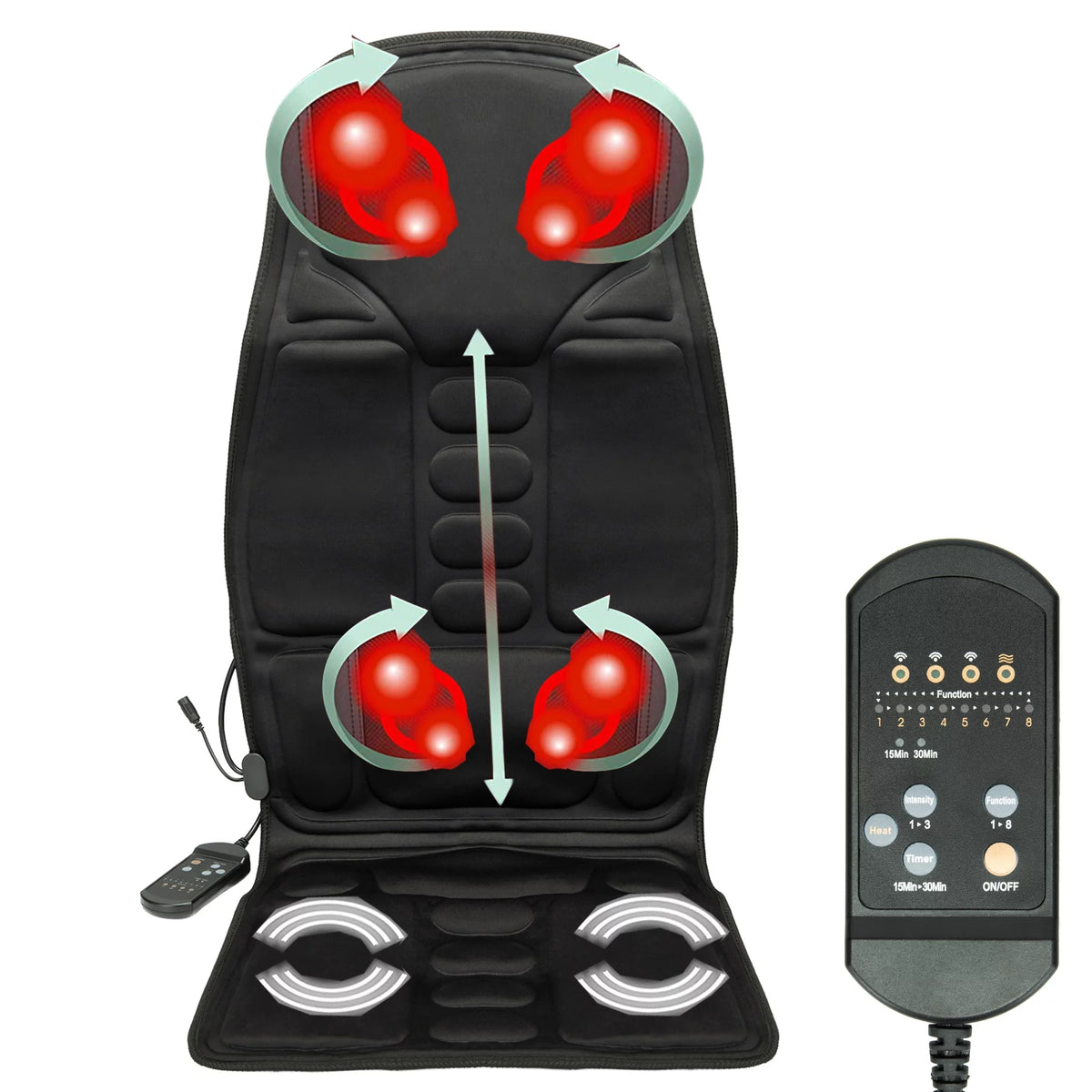 8 Vibrating Heated Massage Seat Cushion S4819