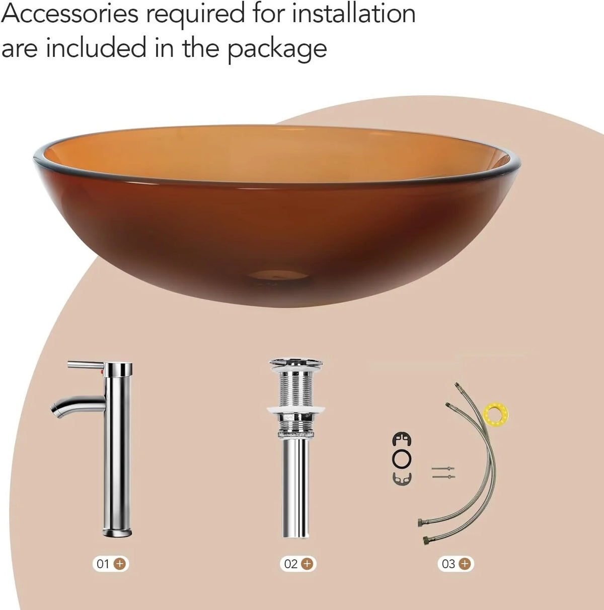 Tempered Glass Vessel Sink and Faucet Combo G345367