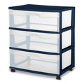 Wide 3 Drawer Plastic Cart V8352