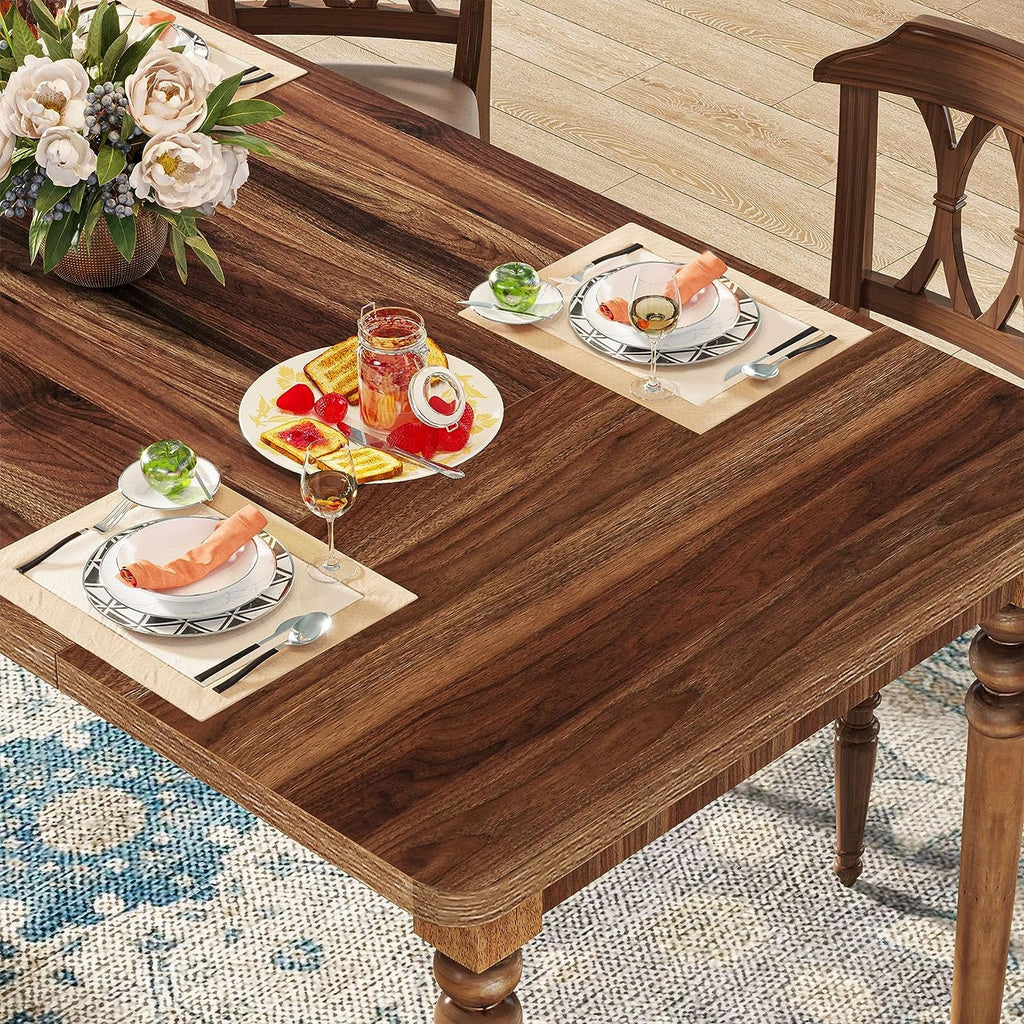 63-inch Farmhouse Dining Table with Solid Wood Turned Legs P73524