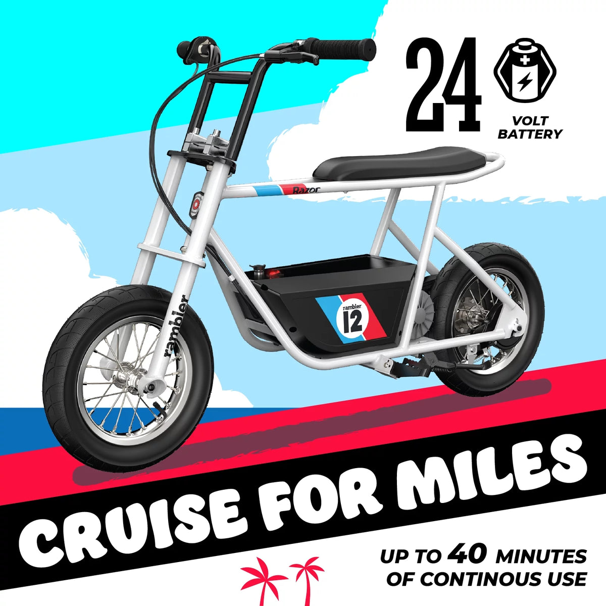 White 12" Air-Filled Tires Seated Electric Scooter F4228