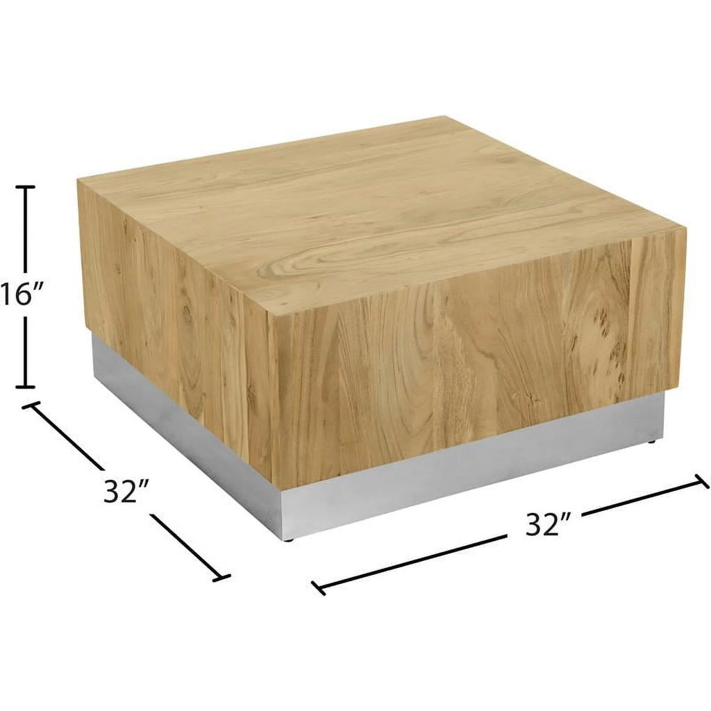 Acacia Wooden Top Coffee Table with Chrome Metal Base O6534