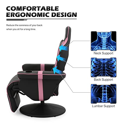 Grey Gaming Chair with Footrest and Cup Holder N414