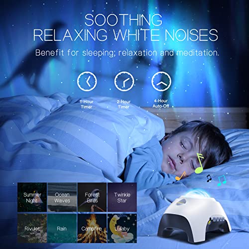Aurora Projector with 33 Light Effects, LED Star Projector, Remote Control, Bluetooth Speaker W404