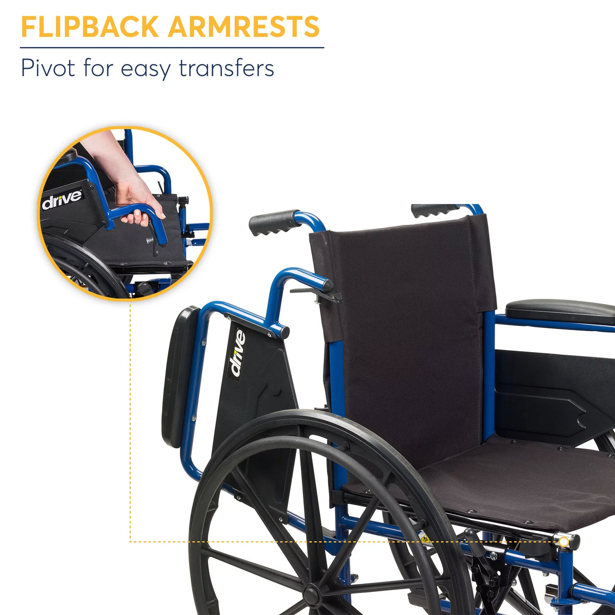 Blue Streak Wheelchair with Flip Back Desk Arms, Elevating Leg Rests, 20" Seat K10274