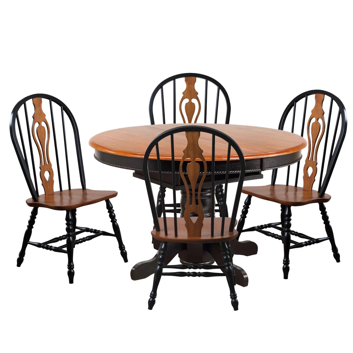 5 Pc Black Cherry Wood Dining Set J33862