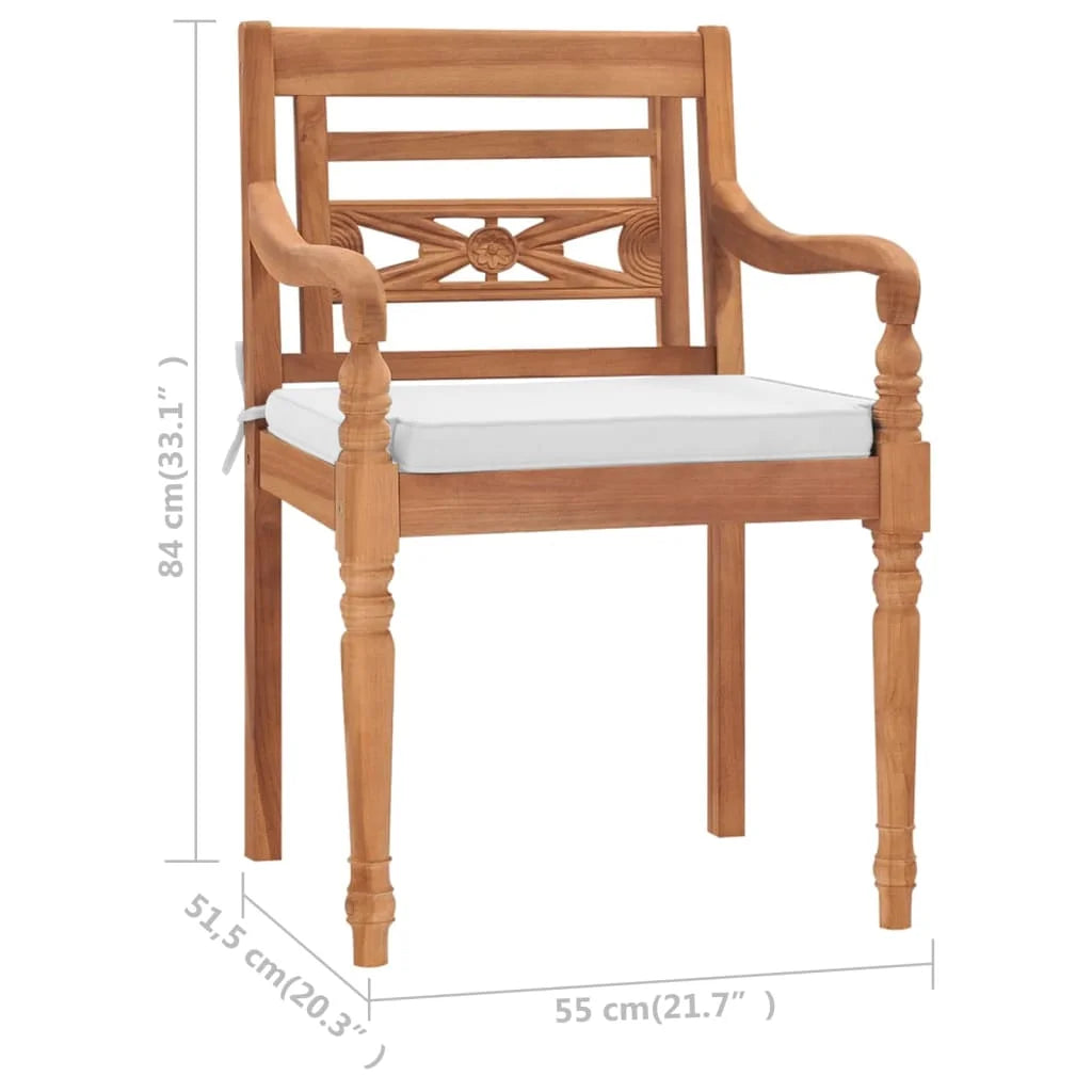 2 pcs Solid Teak Wood Chairs with Cushions H54803