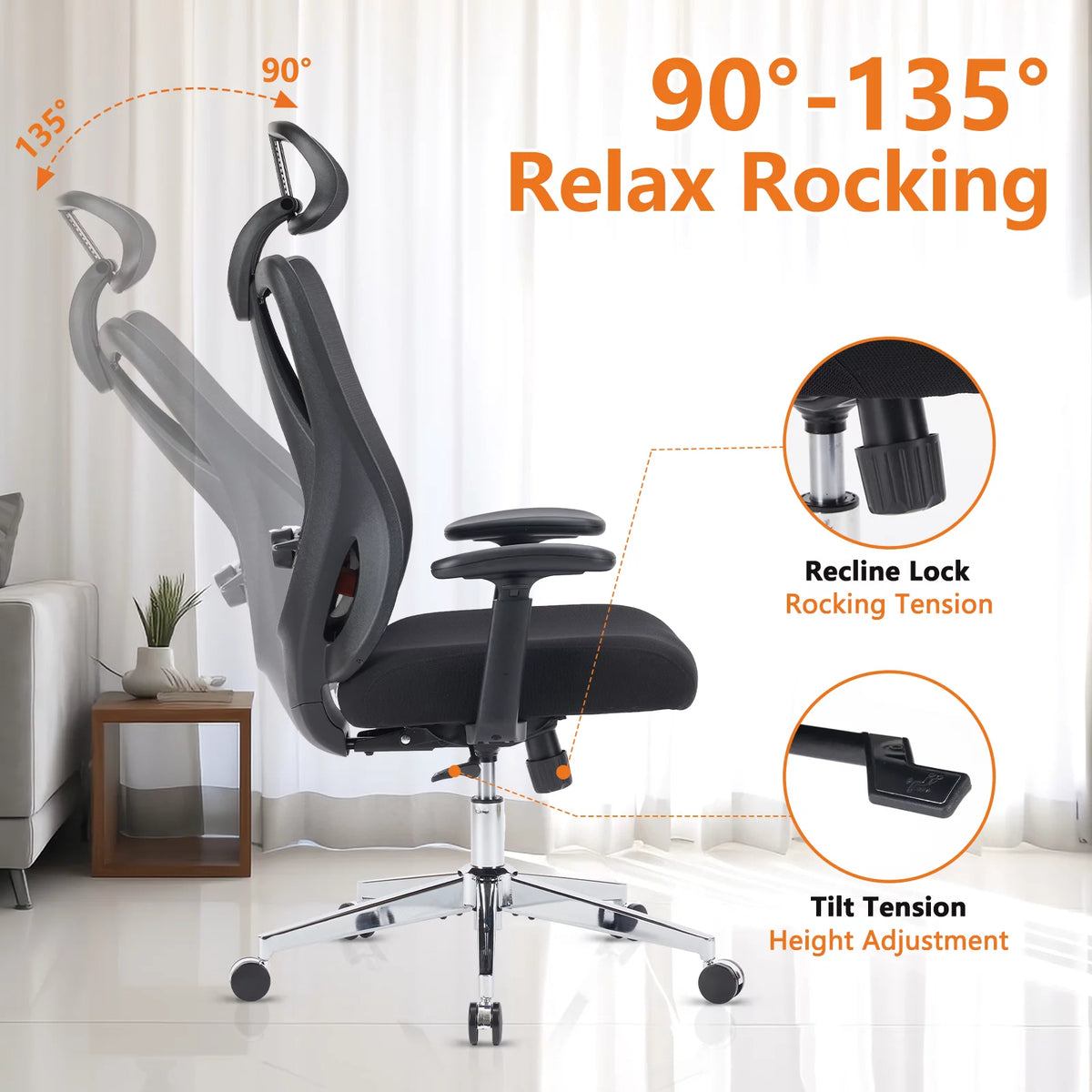 High Back Ergonomic Mesh Office Chair with Headrest Y2702