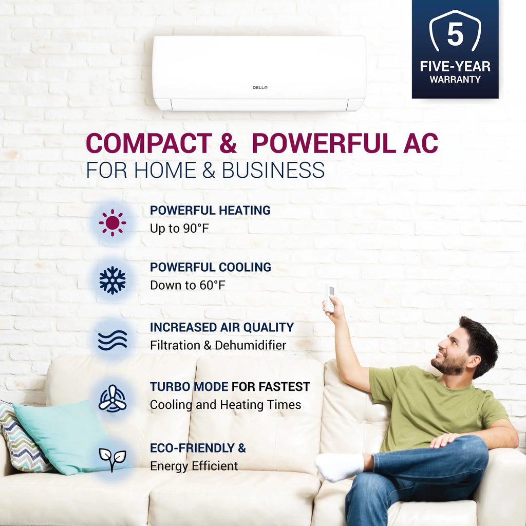 9000 BTU Wifi Enabled Mini Split Air Conditioner & Heater with Heat Pump O24584