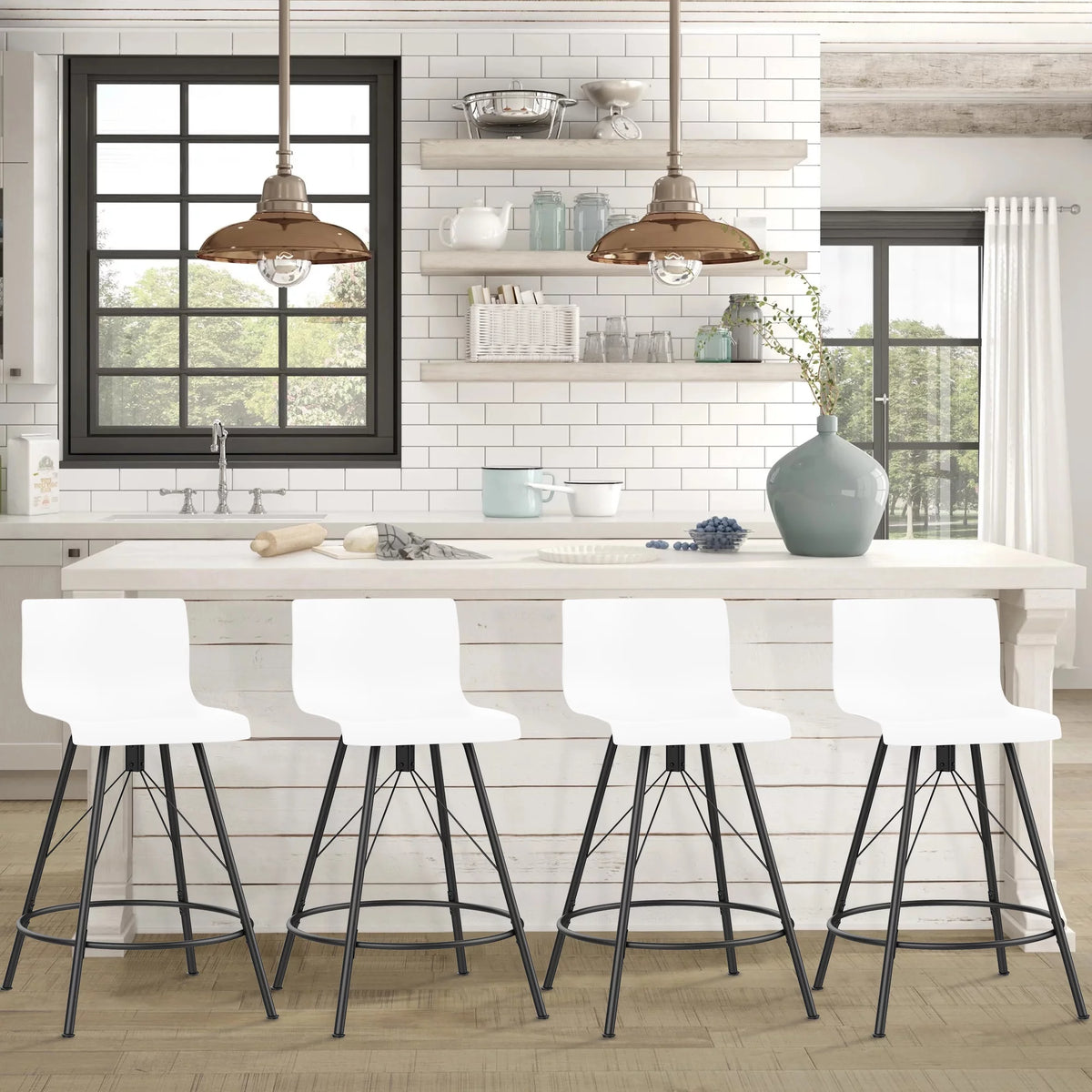 26" White Swivel Bar Stools Set of 4 L90269