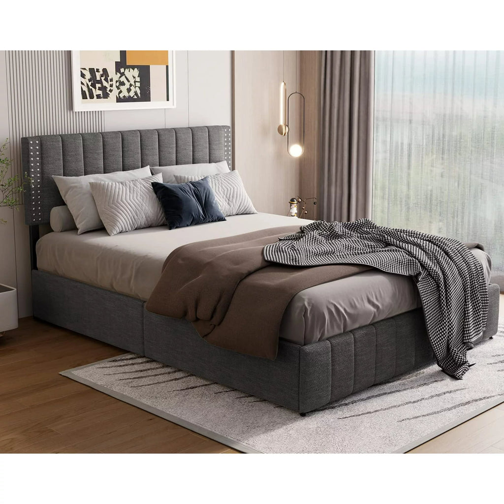 Full Bed Frame with 4 Storage Drawers D6625