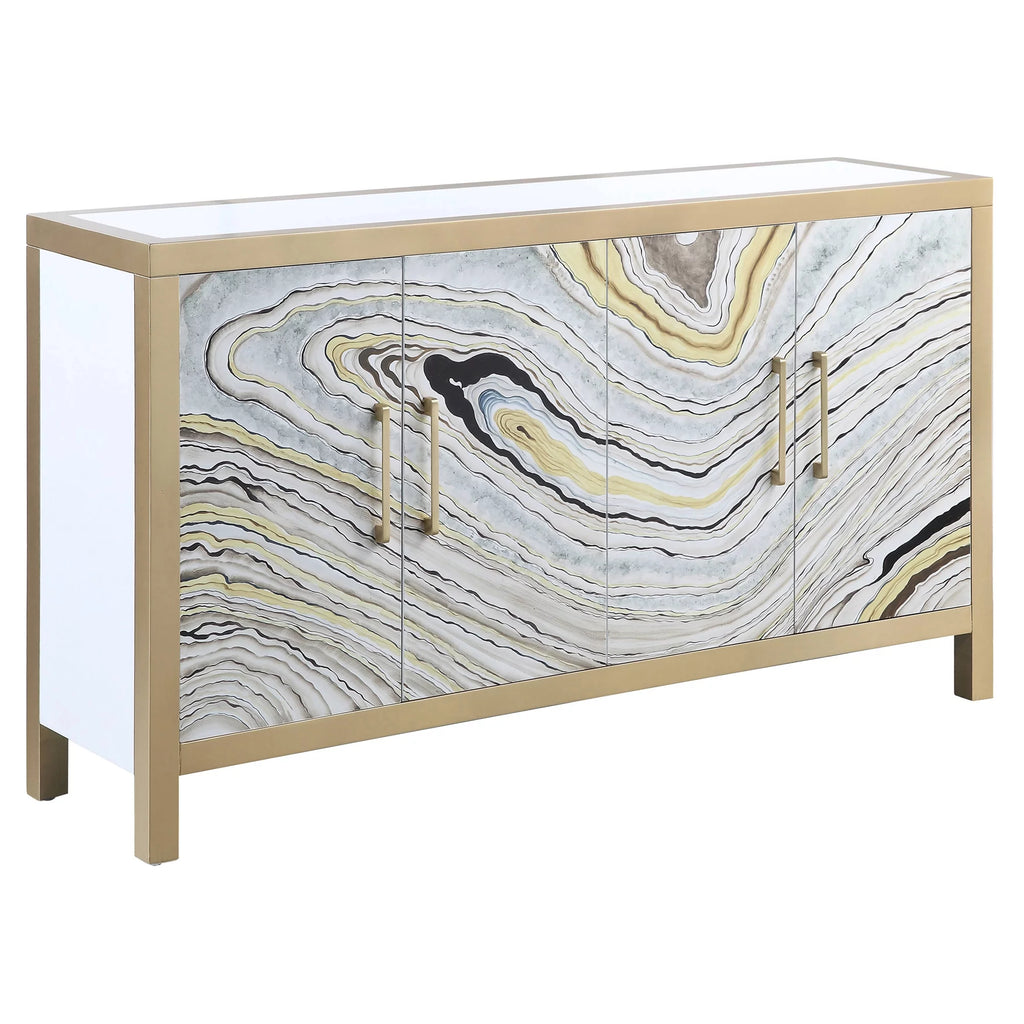 White and Gold Rectangular Console Table C696