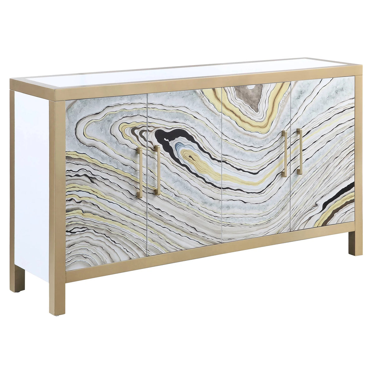 White and Gold Rectangular Console Table C696