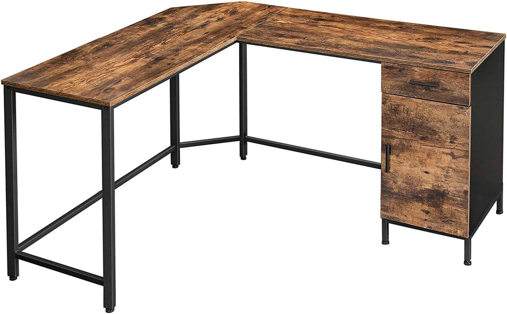 L-Shaped Computer Desk with Cabinet and Drawer A5922