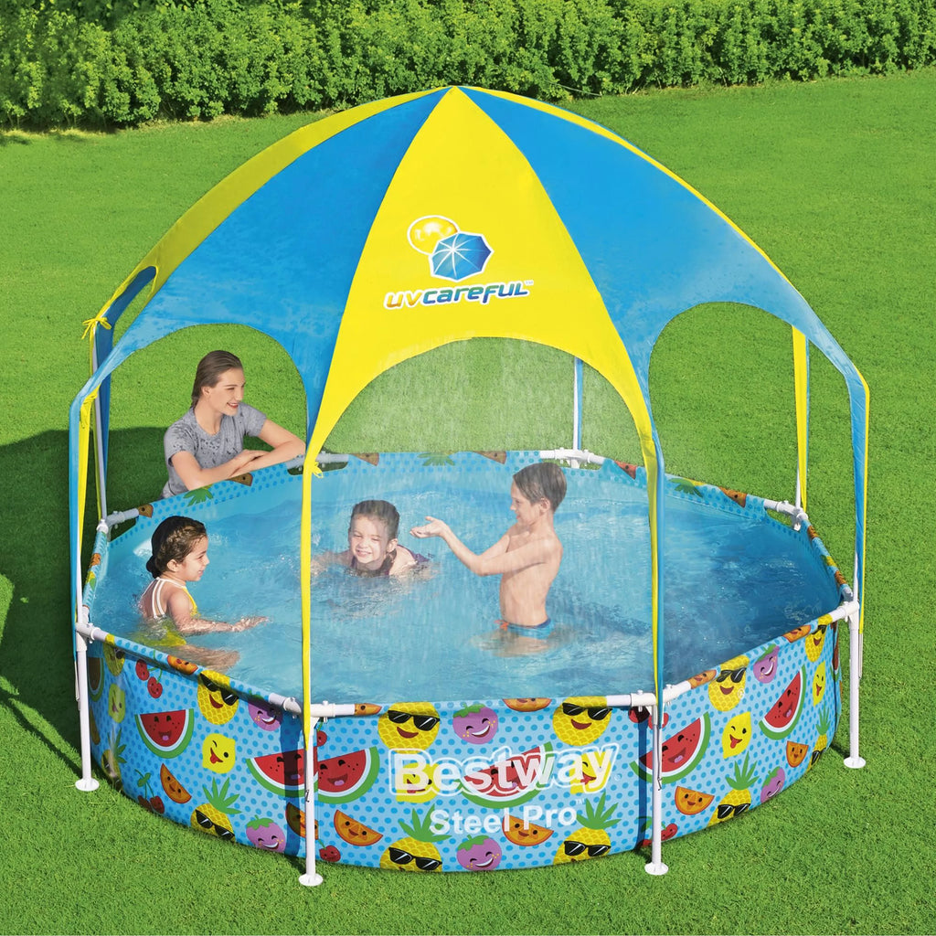 8' x 20" Round Above Ground Swimming Pool with Canopy H327