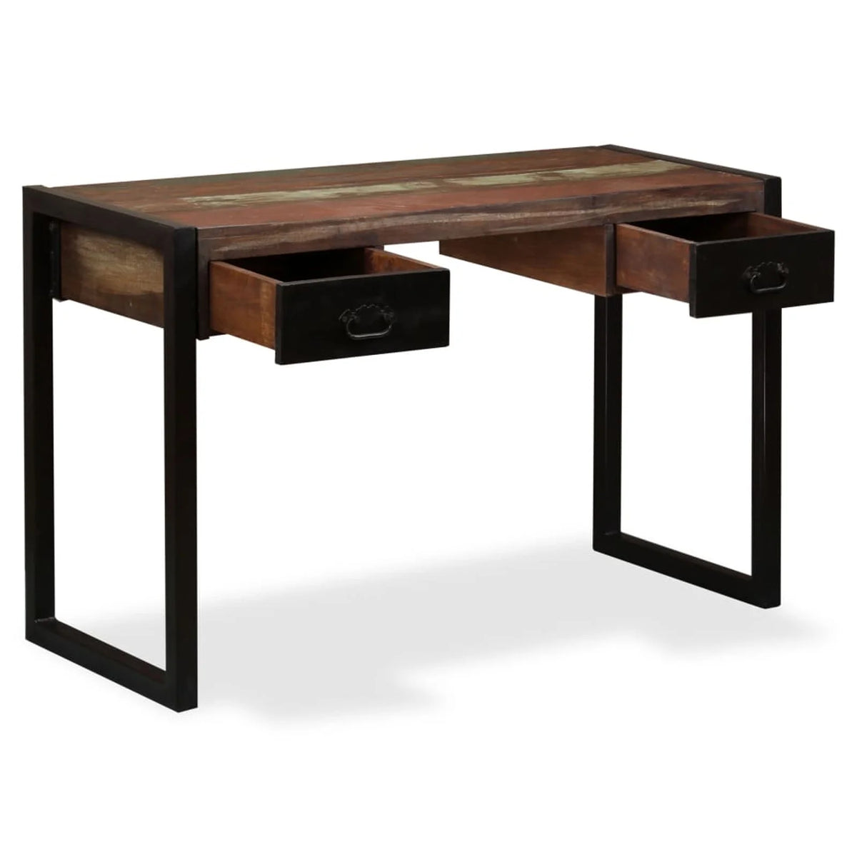 Writing Desk with 2 Storage Drawers Reclaimed Wood Steel Legs W52065