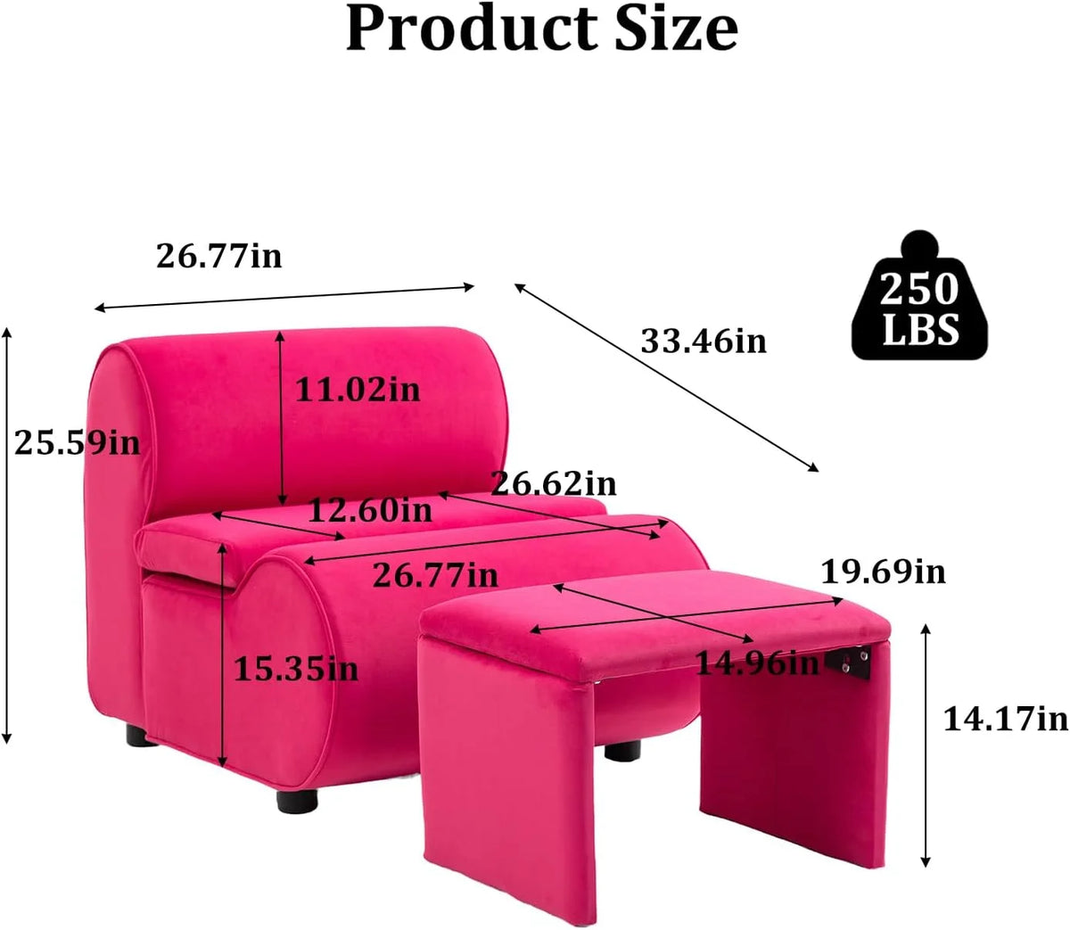 Velvet Accent Chair with Ottoman R263