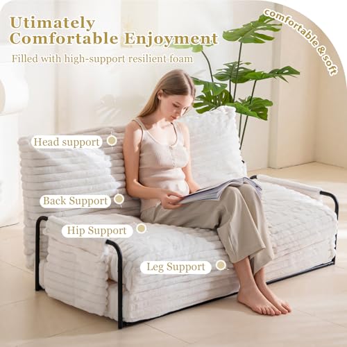Beige 5-Position Convertible Floor Sofa E314559