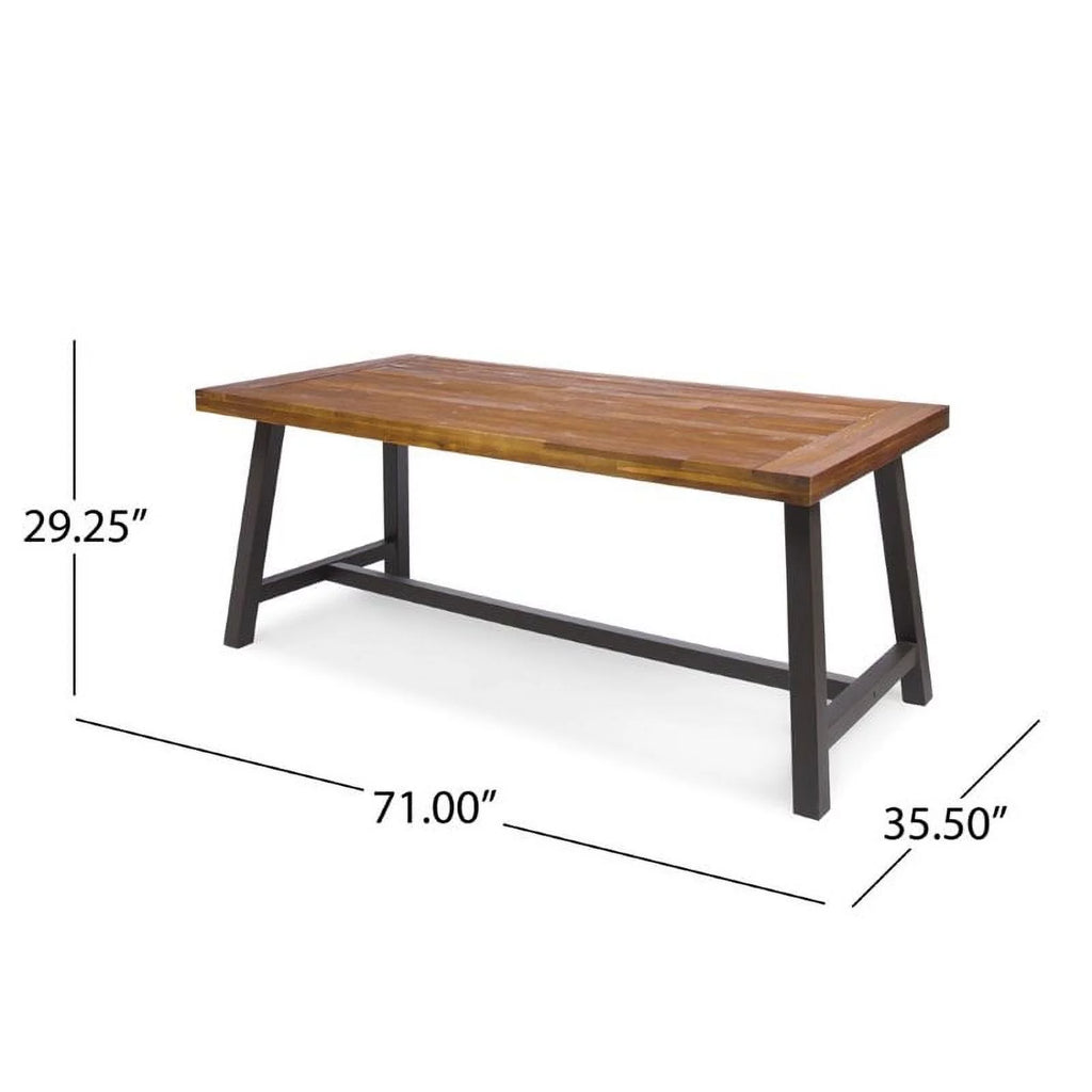 71" Wood Top Patio Dining Table A51442
