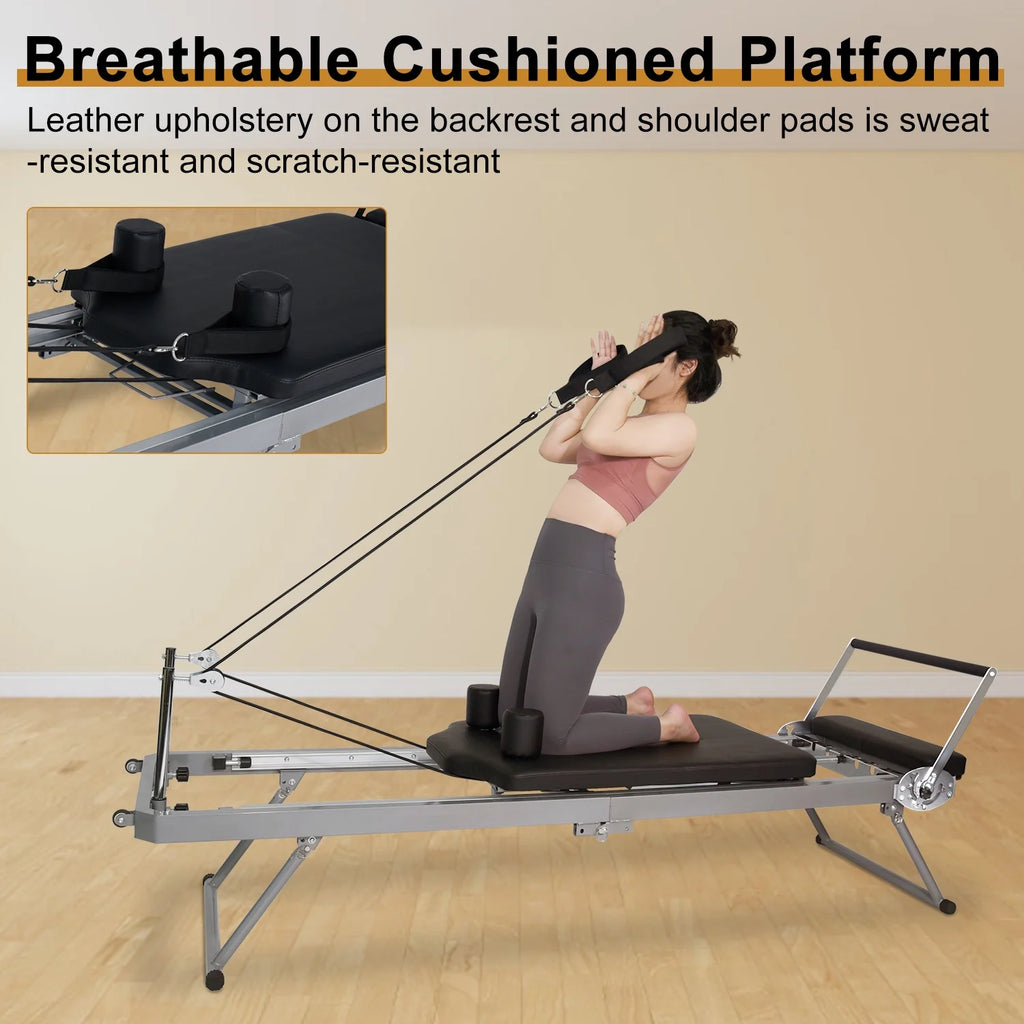 Foldable Pilates Reformer Machine with Spring H819474