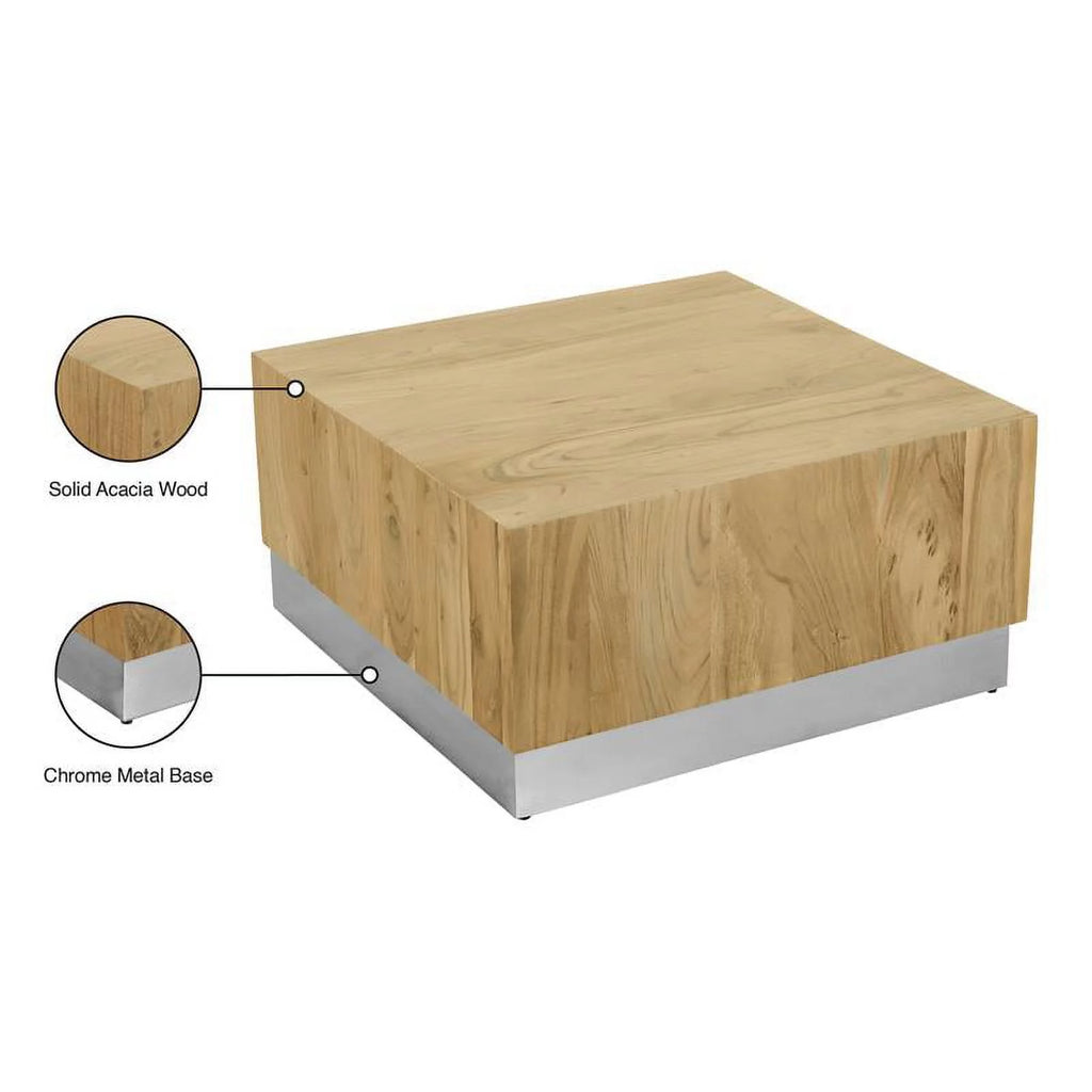 Acacia Wooden Top Coffee Table with Chrome Metal Base O6534