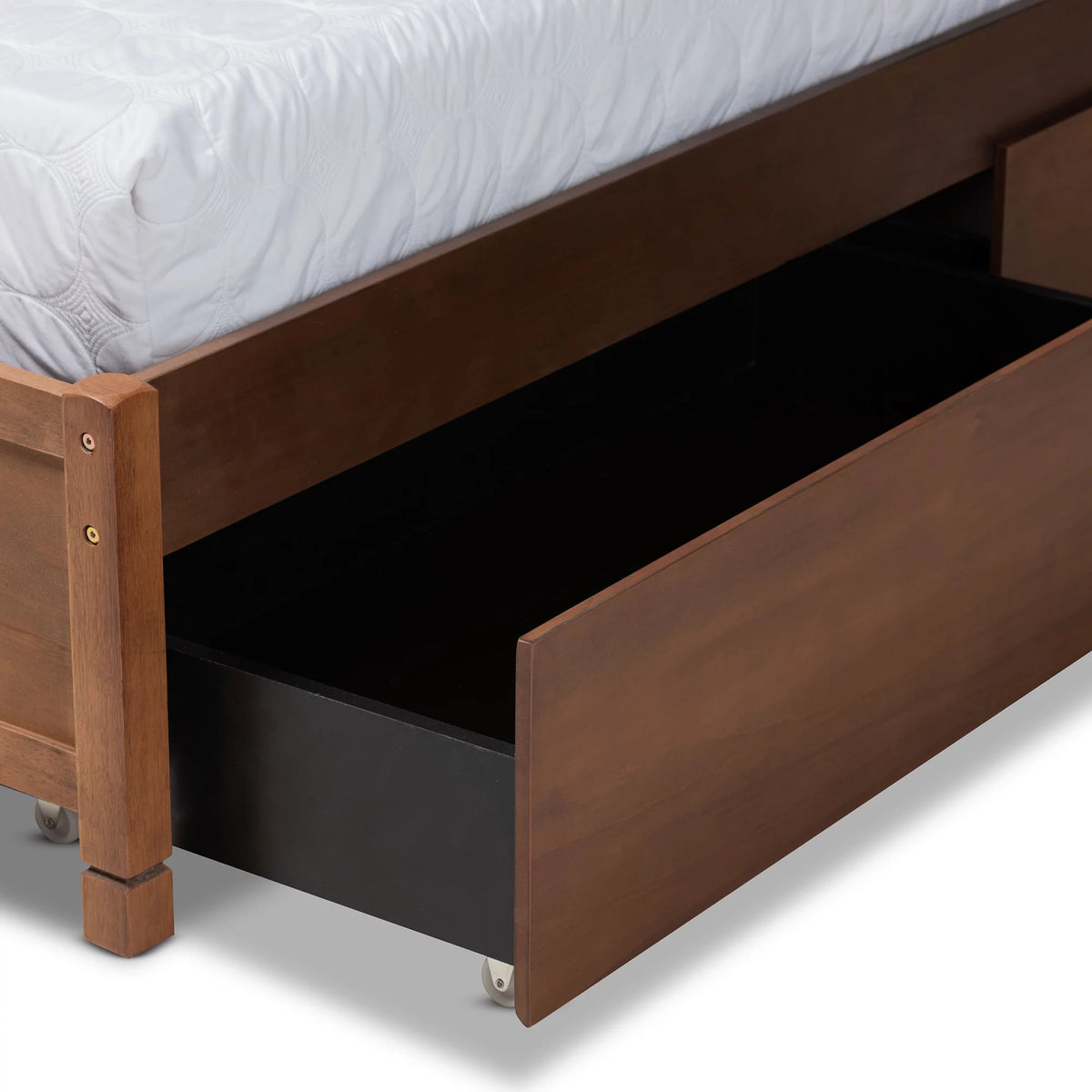Walnut Brown Wood King Size 4-Drawer Platform Storage Bed R570