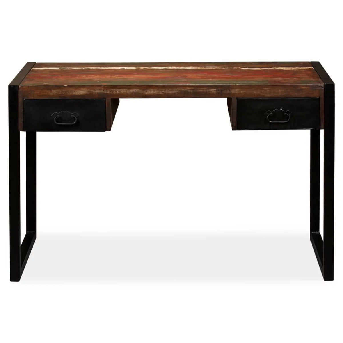 Writing Desk with 2 Storage Drawers Reclaimed Wood Steel Legs W52065