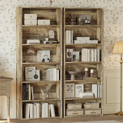 Set of 2 Floor Standing 6 Tiers 70 in Tall Bookshelves H109068