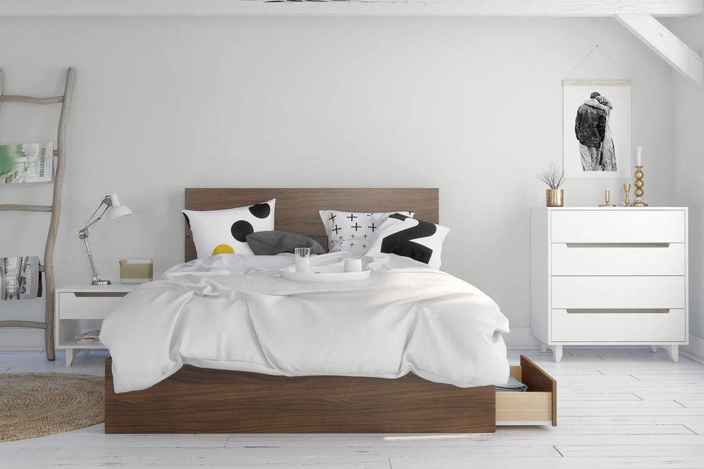 Queen Size Walnut Wood Headboard N3319