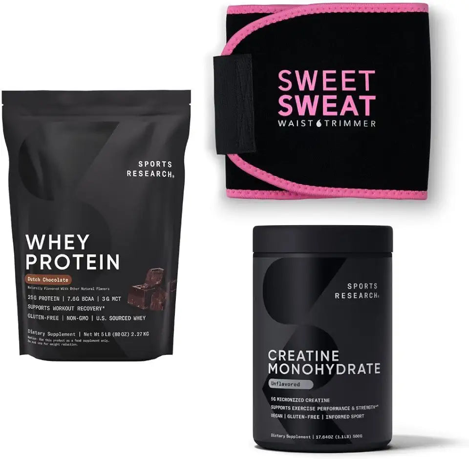 Creatine Monohydrate, Whey Protein and Waist Trimmer J46007