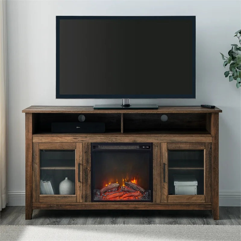 58" MDF Glass Wood TV Stand M978825