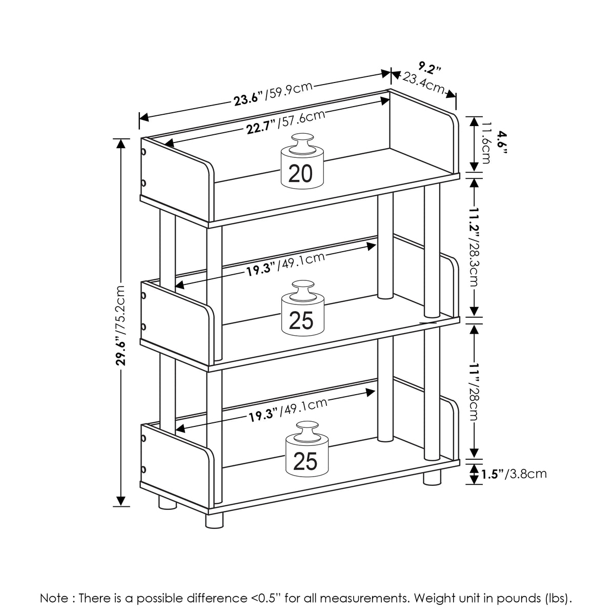 3-Tier Freestanding Display Rack Bookshelf Z26350