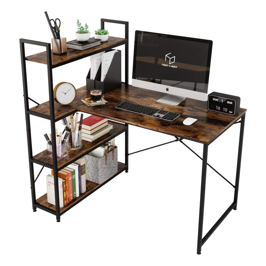 L Shaped Computer Desk with Shelves W108812